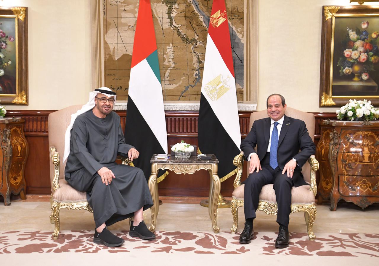 President Sisi and Bin Zayed review the intensified efforts to achieve a ceasefire in the Gaza Strip