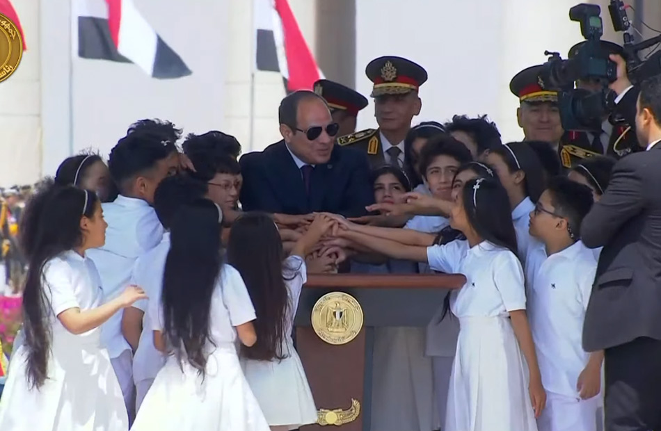 President Sisi inaugurates the raising of the Egyptian flag from People's Square in the Administrative Capital at the beginning of his new term