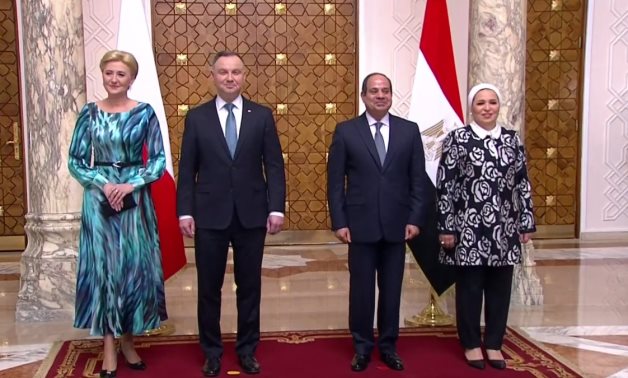 President Sisi receives Polish counterpart, first lady in Cairo