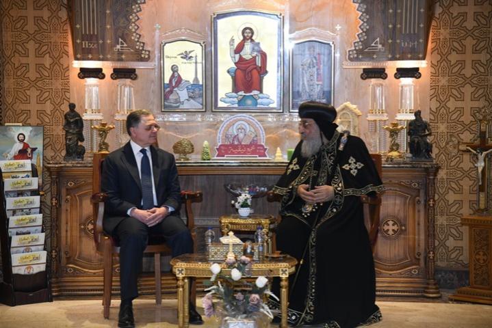 The Minister of Interior congratulates Pope Tawadros on Christmas and praises the national role of the Egyptian Church.