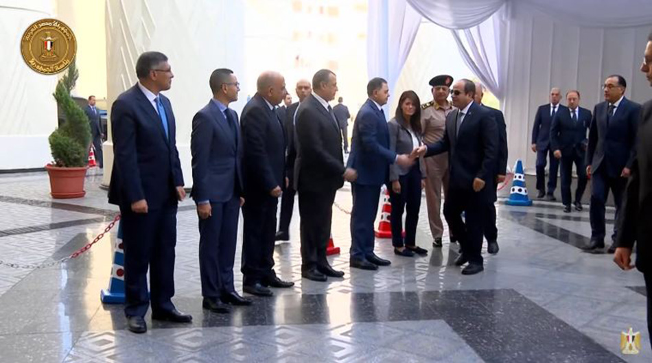 President El-Sisi arrives at the opening of the new Bashtil train station