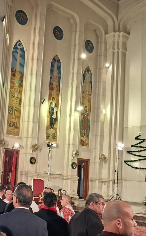 The Coptic Catholic Patriarch Presides Over Christmas Mass as the Bells of the Cathedral of the Virgin Mary Ring to Announce the Start of Celebrations