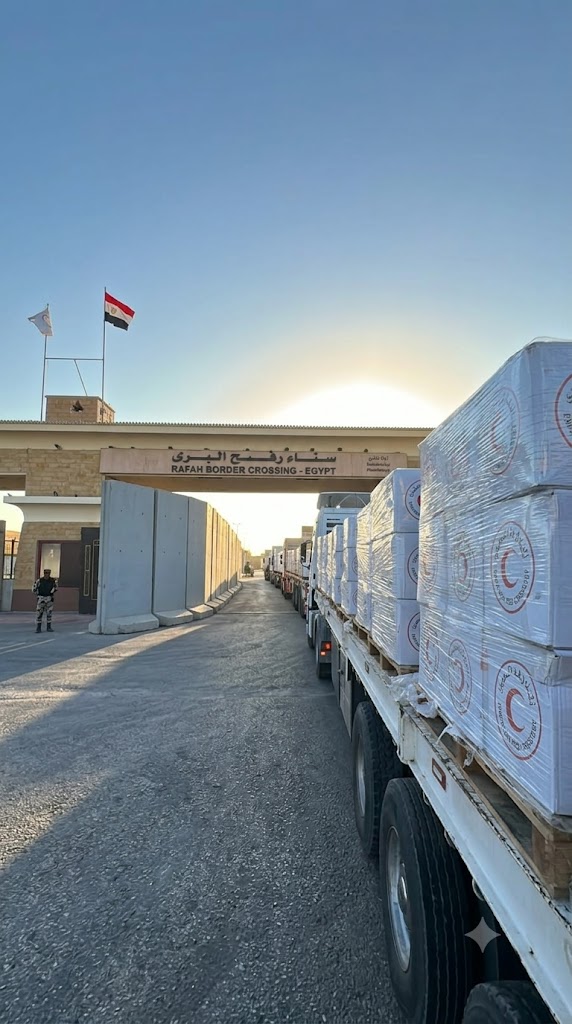 The Egyptian Red Crescent launches its 240th "Zad Al-Izza" aid convoy to support Palestinians.