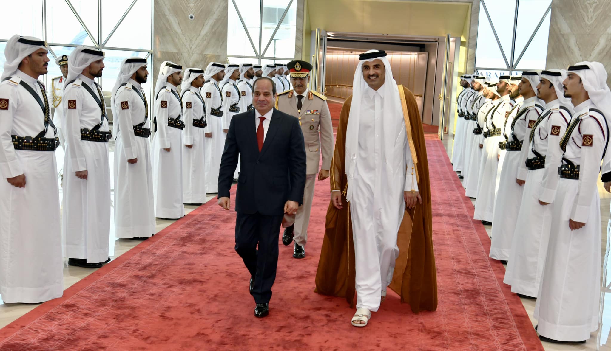 President Sisi arrives at Hamad International Airport in Doha, Qatar.