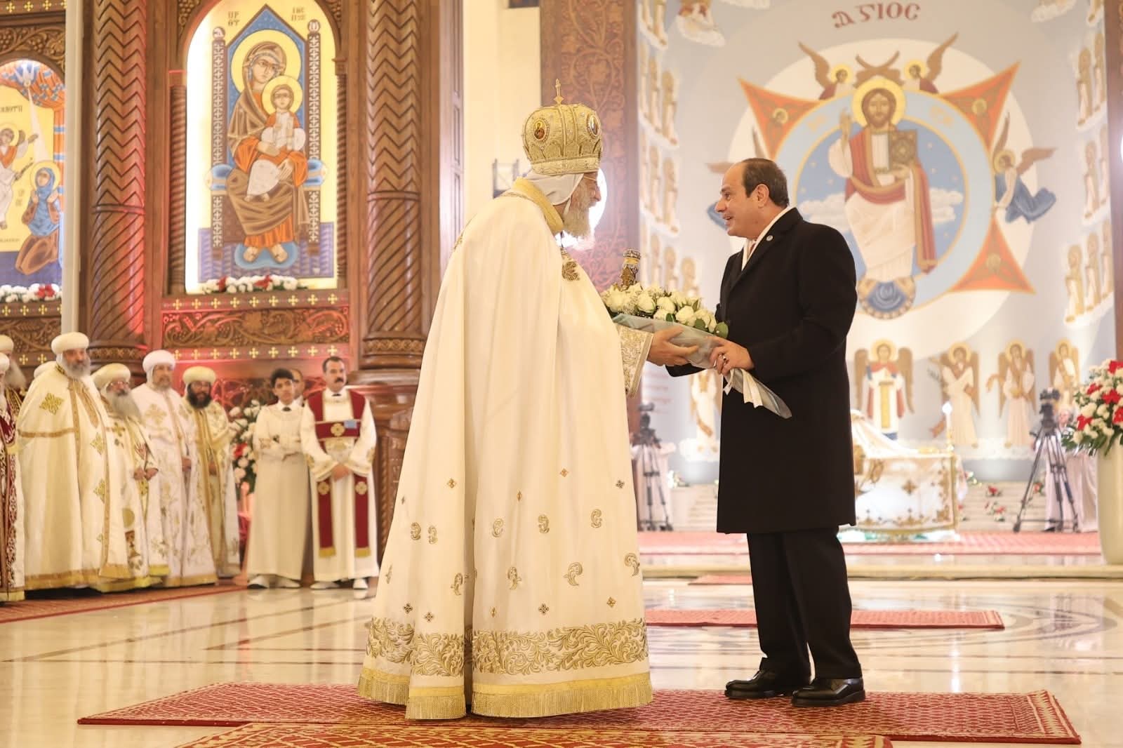 Pope Tawadros II thanks President Sisi for attending Mass and congratulating the Copts on Christmas
