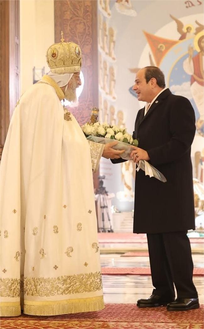 البابا تواضروس يوجه الشكر للرئيس السيسي لحضوره القداس وتهنئته الأقباط بعيد الميلاد