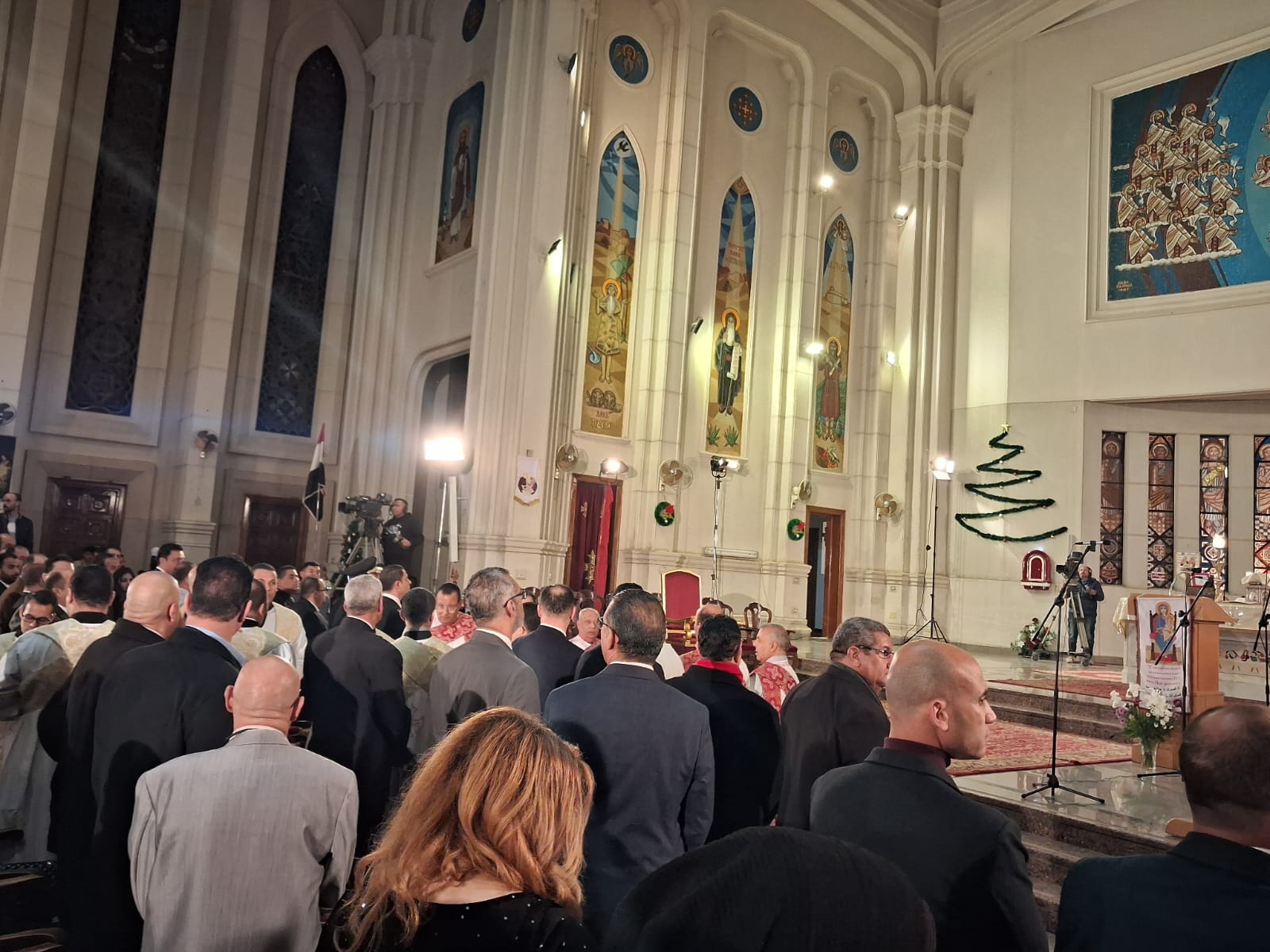 The Coptic Catholic Patriarch Presides Over Christmas Mass as the Bells of the Cathedral of the Virgin Mary Ring to Announce the Start of Celebrations