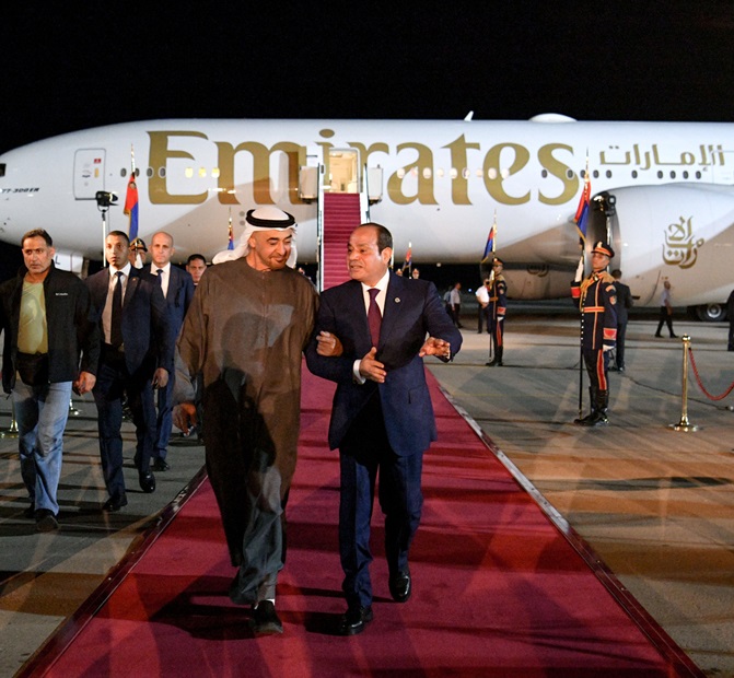 President El-Sisi Receives Sheikh Mohammed bin Zayed at El Alamein Airport