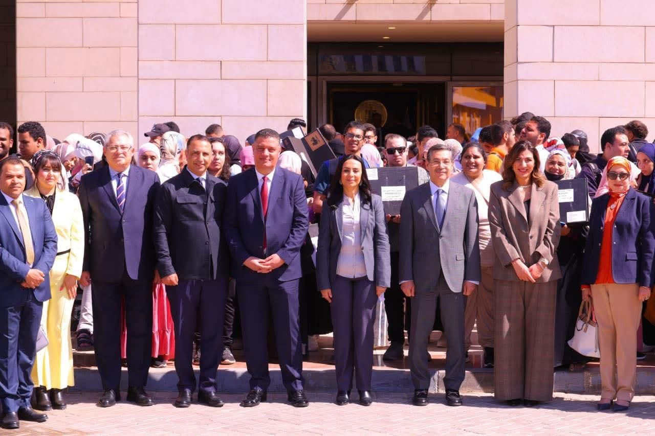 Minister of Social Solidarity, Dr. Maya Morsi, distributed 50 talking laptops to visually impaired students at Ain Shams University.